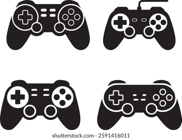 Classic set Gaming Controller Illustration for silhouette vector art