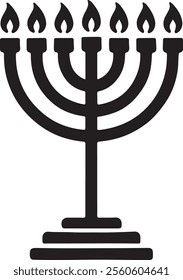 Classic Seven-Branch Menorah Illustration for Hanukkah and Religious Themes