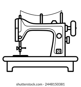 Classic sewing machine outline in vector format, ideal for textile graphics.