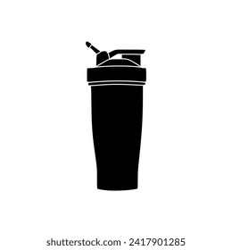 Classic Shaker Bottle in black fill icon vector illustration. Commonly used for protein shakes and pre workout. Editable graphic element resources for many purposes.