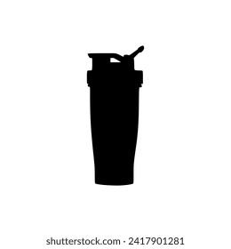 Classic Shaker Bottle in silhouette icon vector illustration. Commonly used for protein shakes and pre workout. Editable graphic element resources for many purposes.