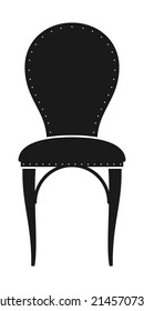 Classic shape cushioned chair black vector icon, isolated on white background.