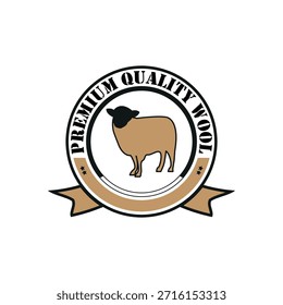 Logotipo clásico del emblema de la lana de oveja – materia textil natural, marca de fábrica agrícola