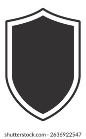 Classic shield icon symbolizing safety, defense, and security, with a dark gray center and contrasting white border, perfect for representing protection and reliability