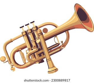 Classic Shiny trumpet illustration over white