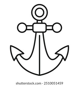 Classic ship anchor drawn in thin line style is waiting for its use in marine design projects