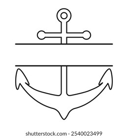 A classic ship anchor monogram with copy space for a name or initials vector outline