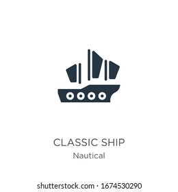 Classic ship icon vector. Trendy flat classic ship icon from nautical collection isolated on white background. Vector illustration can be used for web and mobile graphic design, logo, eps10