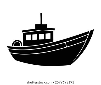Classic Ship Silhouette on a Clean White Background