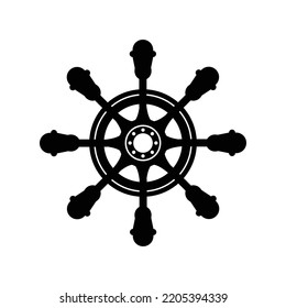 classic ship steering wheel. icon on white background.