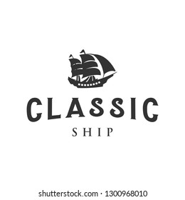 Classic ship vintage logo design inspiration