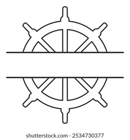 A classic ship wheel or helm monogram with copy space for a name or initials vector outline