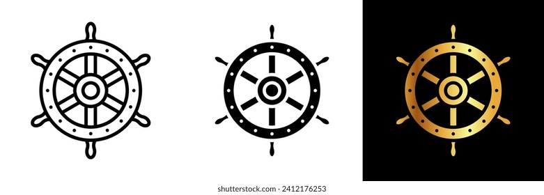 Ein klassisches Schiffrad-Symbol, das den Geist des maritimen Abenteuers und der Navigation verkörpert. Ideal für Projekte und Designs zum Thema Wassersport.