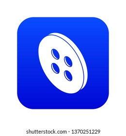 Classic shirt button icon blue vector isolated on white background