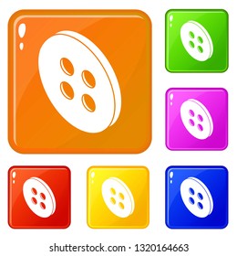 Classic shirt button icons set collection vector 6 color isolated on white background