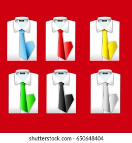 Classic shirt with tie vector on red background