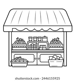 Classic shop building outline vector, ideal for retail and commercial projects.