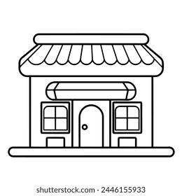 Classic shop building outline vector, ideal for retail and commercial projects.