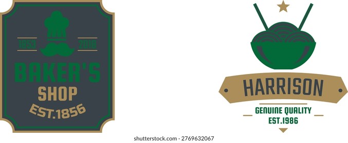 Classic shop signs displaying harrison and garland's established history