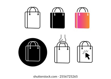 Classic Shopping Bags Market Icon Illustration for Traditional Merchandising Practices, shopping, bags, market, purchase, consumer, store, sale, product, retail, ecommerce, cart, silhouette, carry