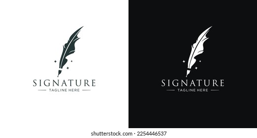 klassisches Logo-Design für den Signaturautor. Autorenlogo-Feder-Inspiration