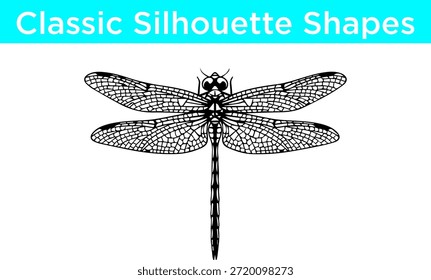 Vector de libélula de silueta clásica Fondo blanco