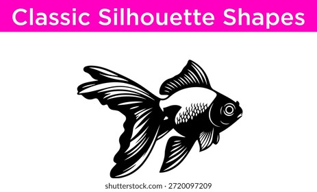 Vector de pescado de silueta clásica Fondo blanco