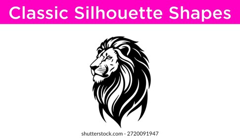 Classic silhouette lion head Vector
