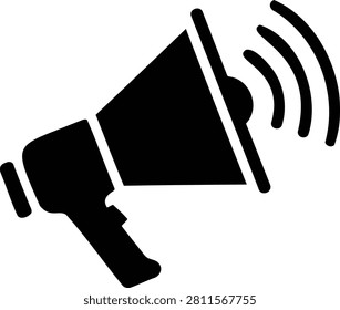 A Classic Silhouette Of A Megaphone Emitting Loud Sound Waves. Perfect For Marketing Campaigns, Public Announcements, And Event PR.
