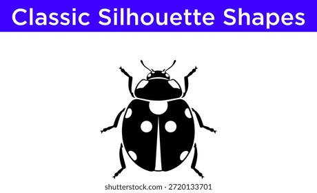 Classic silhouette shapes: ladybug isolated on white background