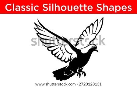 Classic silhouette shapes: soaring eagle isolated on white background