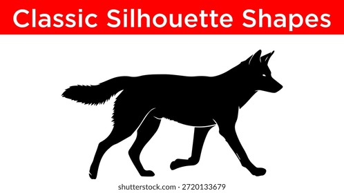 Formas de silhueta clássicas: lobo isolado no fundo branco