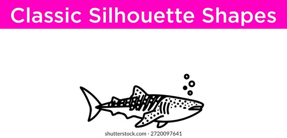 Vector de tiburón de silueta clásica Fondo blanco