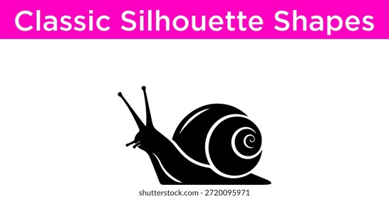 Silhueta clássica caracol Vetor e fundo branco
