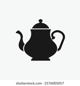 A classic silhouette of a teapot, perfect for use in logos, menus, or websites related to tea, hospitality, or home decor.