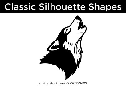 Classic silhouette wolf isolated on white background