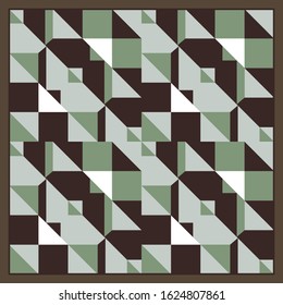 Classic silk scarf with triangle geometric pattern