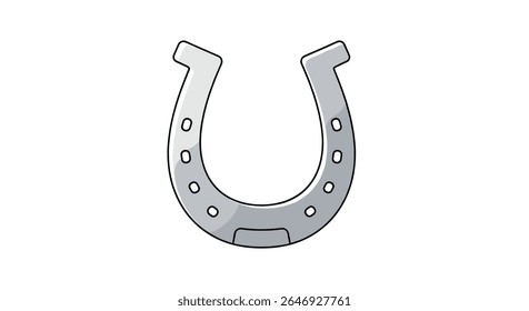A Classic Silver Horseshoe with Nail Holes and a Subtle Shine for Good Luck