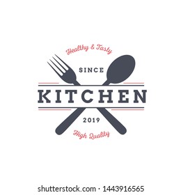 Classic simple kitchen logo design with spoon and fork