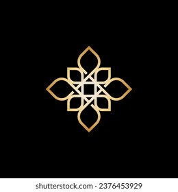 classic and simple mandala logo with gold color, vector