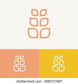 Classic simple wheat grain logo design concept. Agriculture farm logomark illustration. Can representing plant, vegan, food, harvest, health, bread, cereal.