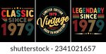 Classic Since 1979, Limited Edition 1979 Vintage Premium Quality Aged to Perfection, Legendary Since 1979,  Vintage T-shirt Design For Birthday Gift