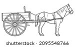 Classic single horse cart stock illustration.