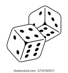 Classic six sided dice in ivory with black numbered dots outline vector