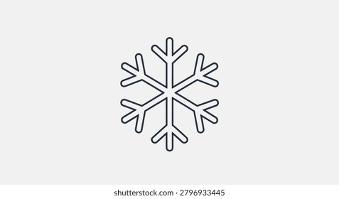 Classic six-pointed snowflake outline graphic, versatile for print media, fabric patterns, and seasonal web banners.
