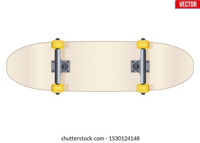 Classic skateboard model. Bottom view. Urban sport equipment. Design element for tennage sport posters. Vector Illustration isolated on white background