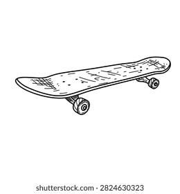 Classic skateboard side perspective view illustration