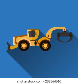 Classic skidder flat style icon with shadow