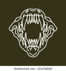 Classic Skull animal illustration Monoline Vector Logo, Bone vintage badge, creative emblem Design For Tshirt
