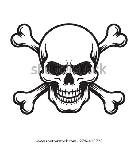A classic skull and crossbones design, powerfully symbolizing danger and mortality in black and white.